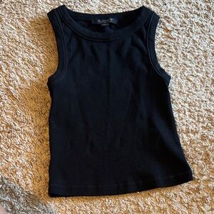 All Saints Black Ribbed Tank Top